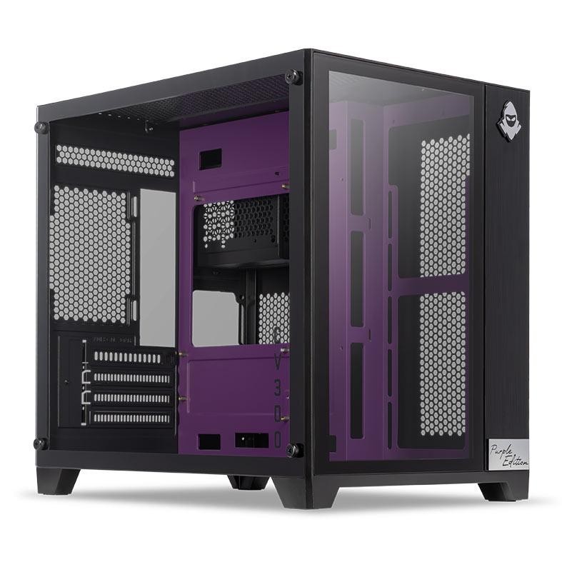 Gabinete Gamer Mancer CV300 Purple Edition, Mid-Tower, Lateral de Vidro, Preto e Roxo