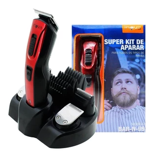 Barbeador Aparador Cortador Barba 5 em 1 Sem Fio Profissional Barbeador Cortador Cabelo Barba Eletrico Portatil Suporte