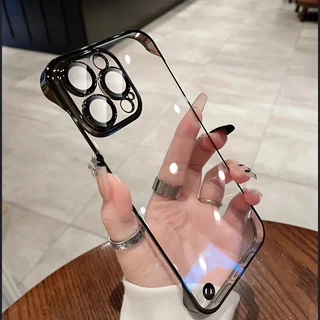 Capa Proteção Rígida Transparente Para iPhone 15 14 13 12 11 16 17 18 Pro Max Chapeamento Sem Moldura Case Ultra Fina