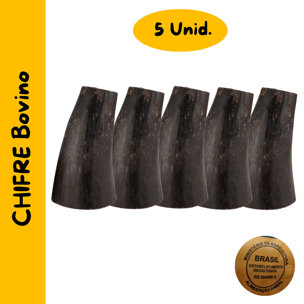 Kit 5 CHIFRE Bovino 100% Natural Para Cães Mordedor Osso
