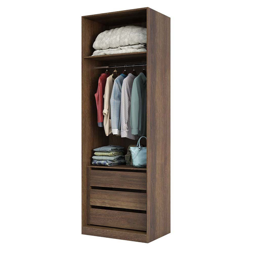 Guarda Roupa Luciane Closet Aberto 3 Gavetas 1 Cabideiro 80,4cm