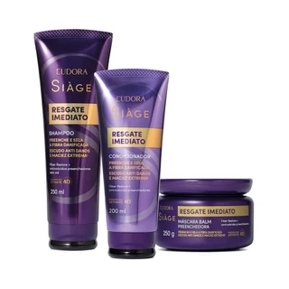 Kit Resgate Imediato Shampoo 250mL, Condicionador 200mL e Máscara 250g Siage Eudora