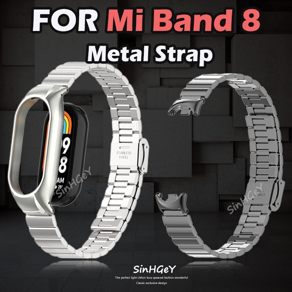 Pulseira De Substituição Para Xiaomi Mi Band 8 Metal Aço Inoxidável 8