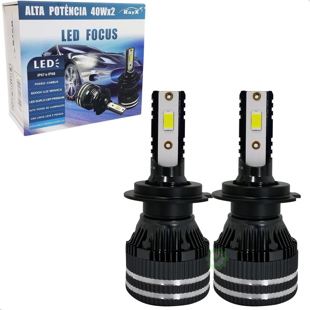 Kit Ultra Led Focus Modelo H7 45WX2 13000 Lumens 6000k Rayx