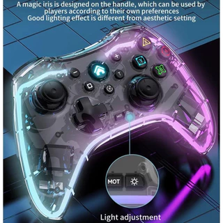 Novo Transparente Ajustável RGB Brilho Luzes bluetooth Gamepad Controlador Para Switch PC Android V3 IOS Sem Fio Elite H