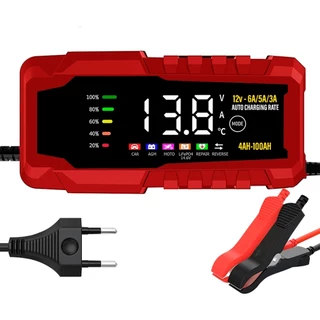 Carregador Automático de Bateria 12V 6A/5A/3A Para Carro Moto Caminhão Barco Reparação Pulso
