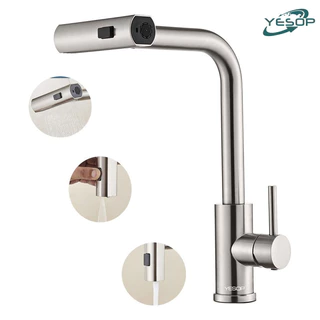 Torneira Cascata Cozinha Gourmet Bancada Aço Inox 304 Escovado Yesop