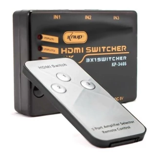 Adaptador Switch Hdmi 4K Ultra HD com Controle Remoto 3 Entradas 1 Saída - KP-3465-1