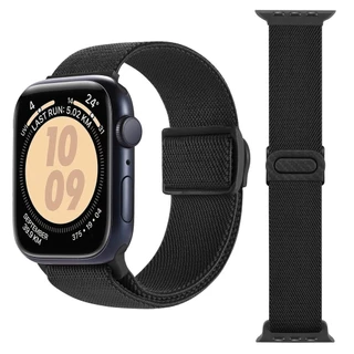 Pulseira Elástica De Nylon Para Relógio Apple 45mm 40mm 44mm 41mm 49mm 38mm Carbono Série iWatch 9 8 7 6 3 se Ultra 2 Bandas