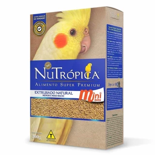 Ração Nutrópica Mini Bits Calopsita Natural 300g Extrusada Macia Grão Pequeno Super Premium Psitacídeos Micro Extrusado Psita
