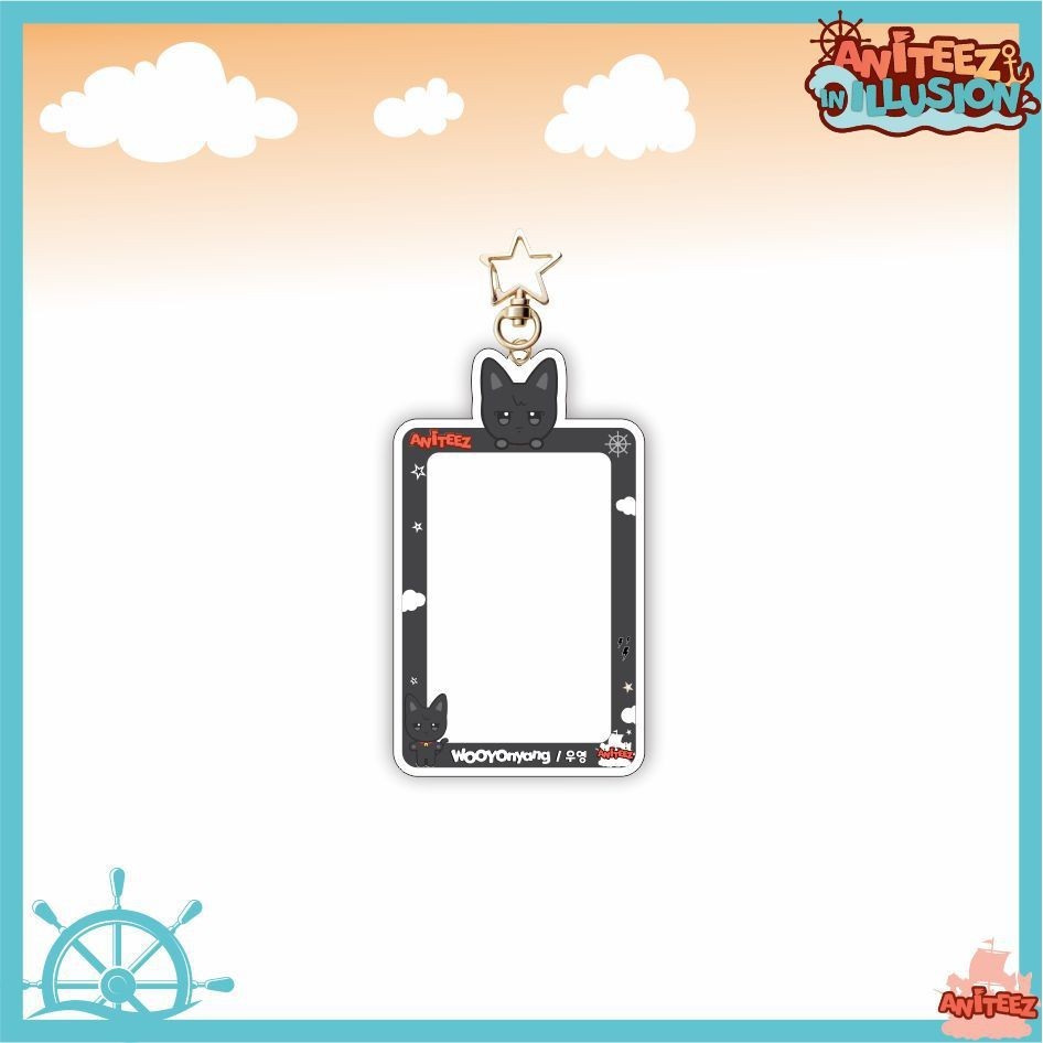 Kpop ATEEZ Cartoon Insert Card Photo Frame Porta-Chaves Pequeno