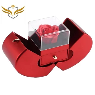 1 PCS Caixa De Jóias Em Forma De Maçã Vermelha Proposta De Anel Para O Dia Dos Namorados Chinês , Presente De Aniversário De Flores Eternas
