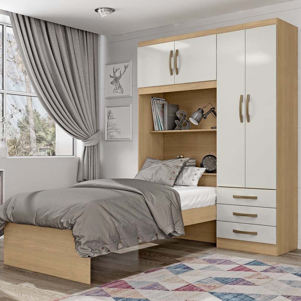 Guarda-roupa Infantil com Cama 4 Portas 3 Gavetas Lisboa Espresso ...