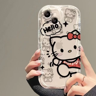 Capa De Desenho Animado Para Samsung Galaxy A05 A04E A05S A04S A03 A02S A03S A51 A31 A21S A15 A25 A35 A55 A10 M10 A10S M01S A71 Hello Kitty Cat Telefone Macia E Transparente TPU