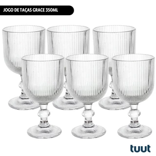 Jogo c/6 unid Taça 350ml Vidro Vinho Grace Tuut