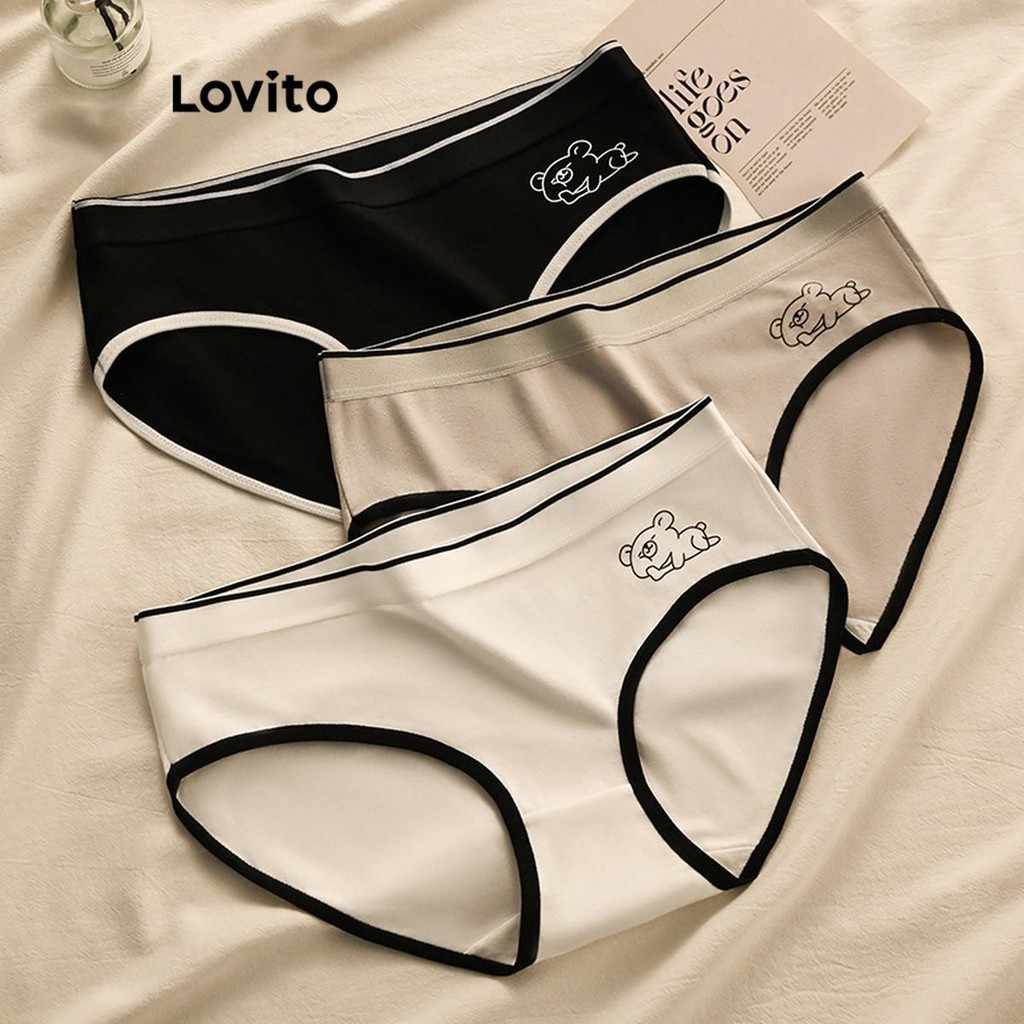 Lovito Calcinha Casual Lisa Colorblock Para Mulheres LNA50269