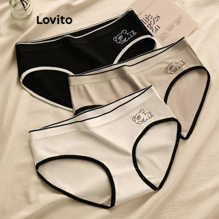 Lovito Calcinha Casual Lisa Colorblock Para Mulheres LNA50269