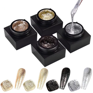 4 Cores Gel Glitter Arte Do Prego Pintura Reflexiva Verniz Platina Folha UV Manicure Ferramenta 5g em Oferta na Shopee