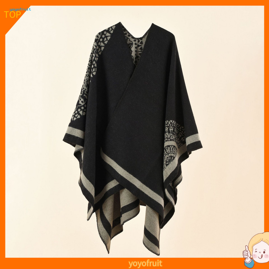 YOF Poncho Coat Thickening Patchwork Imitado Cashmere Casaco De Caxemira Soft Touching Women Cape Para Clima Frio
