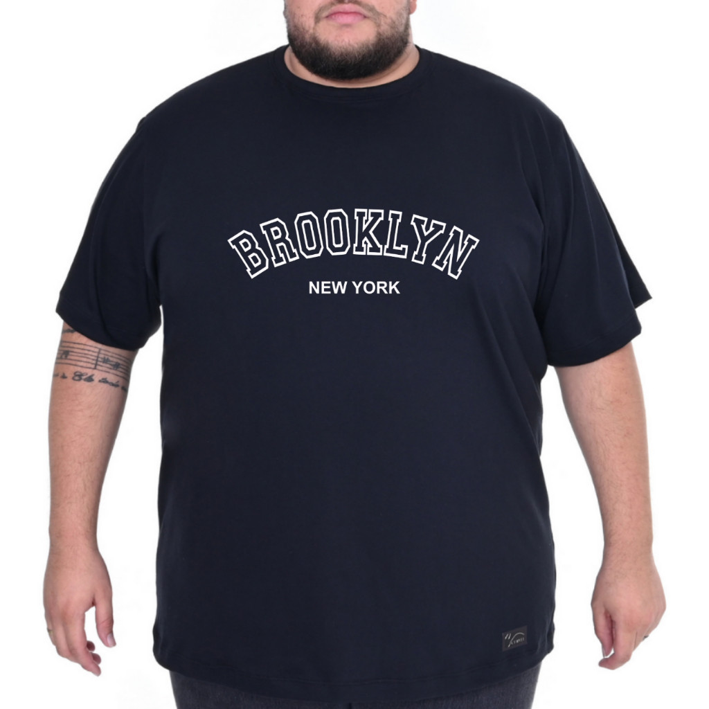 Camiseta Masculina Plus Size Broklyn 100% algodão t-shirt