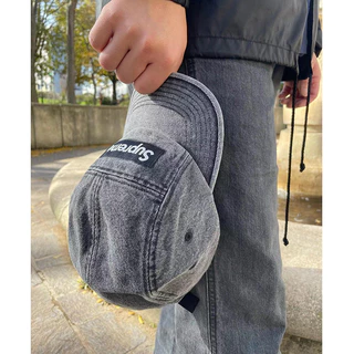 222fw DENIM CAMP CAP Street Wear DENIM Chapéu de Camping de Borda Curva de Cinco Peças com Água de Lavagem DENIM