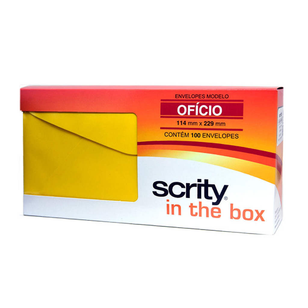 Envelope Oficio Amarelo 114X229 - Caixa Com 100 Unidades - Scrity ...