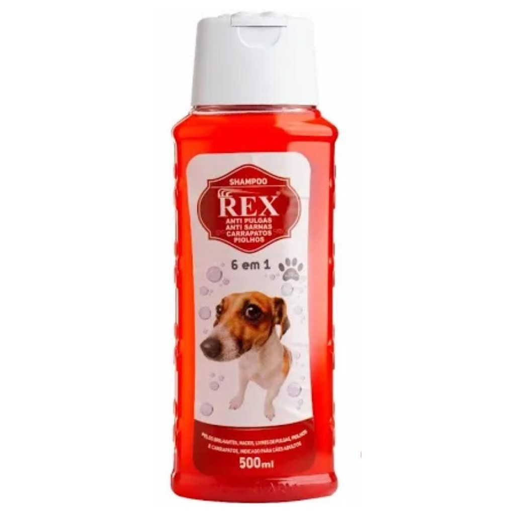 Rex Shampoo 6 x 1 Anti pulgas, sarnas, carrapatos 500ml | Shopee Brasil