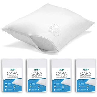 Kit 4 Capas de Travesseiro Nap Home Impermeável - Não faz ruído - 200 Fios