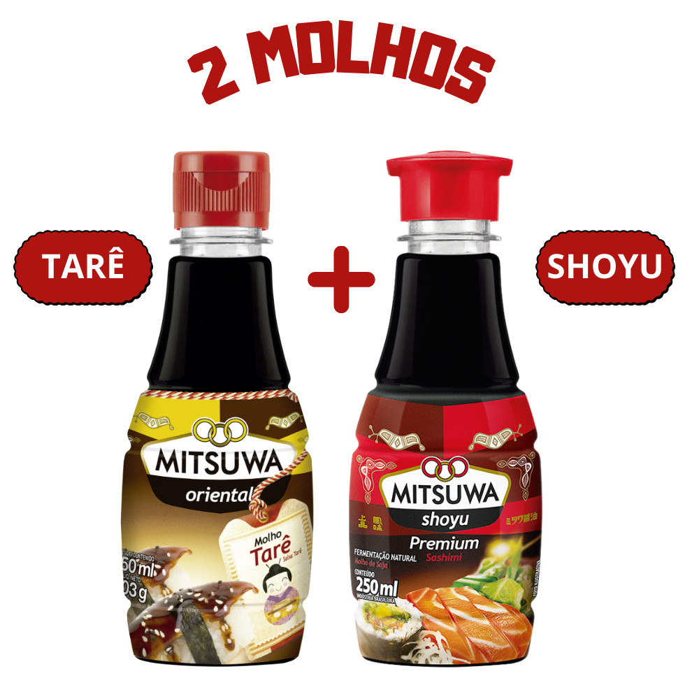 Kit 2 Molhos para Sushi Molho Tarê Mitsuwa 250 ml e Molho Shoyu Premium Mitsuwa 250ml