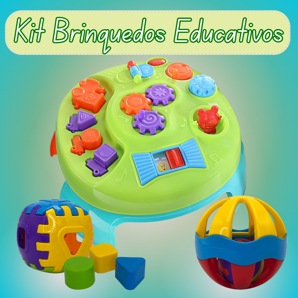 Kit de Brinquedos Didáticos para Bebê - Mesinha didática, Bola com ...