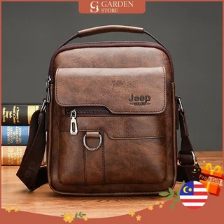 GS Homens Jeep Elegante Vintage Premium PU Couro Grande Capacidade Anti-Roubo Bolsa Sling Shoulder Bag Crossbody Bag - 