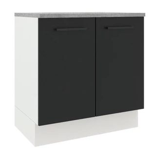 Balcão Armário de Cozinha 80 cm 2 Portas Branco/Preto Agata Madesa em Oferta na Shopee