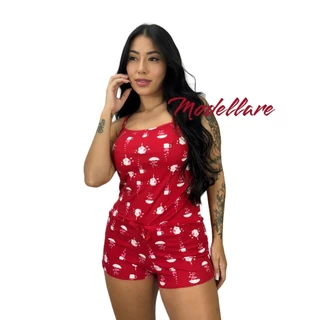 PROMOCAO Conjunto 5 Baby Doll Pijama Short Doll Feminino Suede Canelado