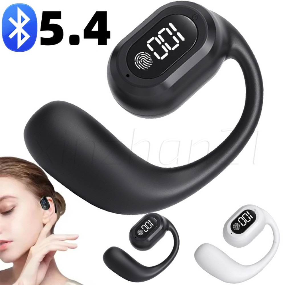 Fones De Ouvido Bluetooth Únicos Com Display Digital-Fone Esportivo Redução De Ruído Único De Condução Óssea Sem Fio Tip