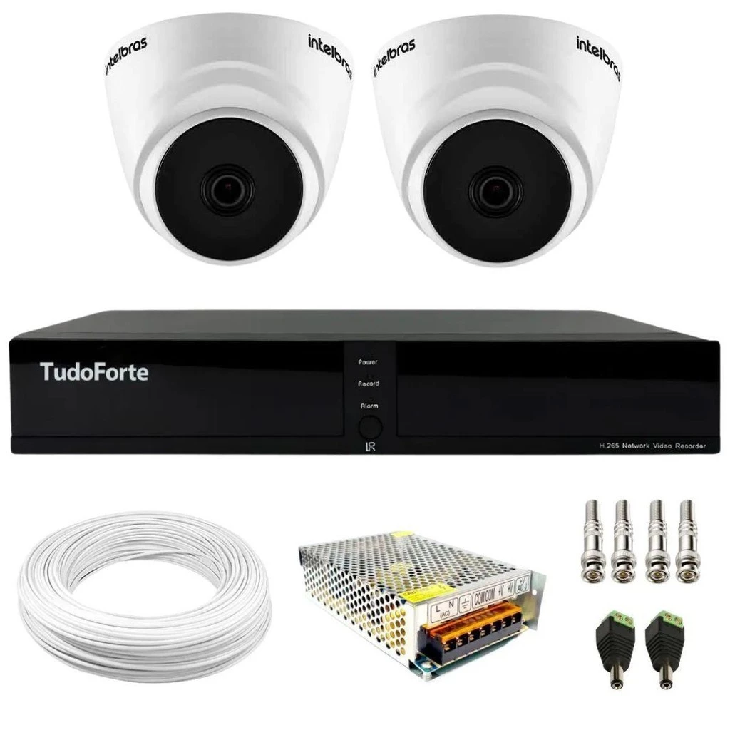 Kit 2 Câmeras Intelbras VHD 1120 D G7 HD 720p Visão Noturna 20M + Dvr Tudo Forte TFHDX 3304 4 Canais App Xmeye