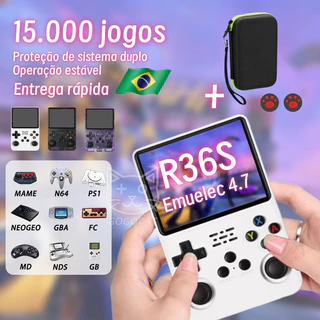 R36S Console De Jogos Portátil Retrô，mini game，Tela iPS De 3.5 Polegadas，64GB,novo r36s，15,000 games