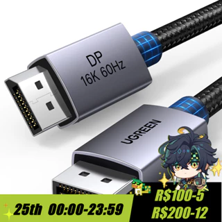 Cabo UGREEN DisplayPort 2.1 DP2.0 80 Gbps Suporte 16K @ 60Hz 8K 240Hz 4K HDR , HDCP , DSC 1.2a , De Porta De Exibição Tr