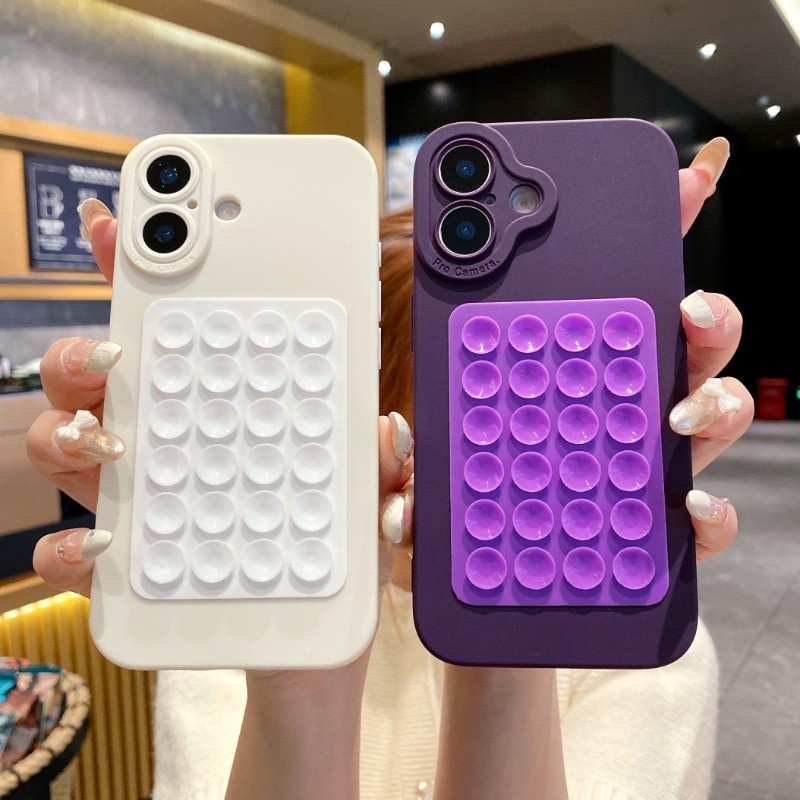 Capa Colorida Para IPhone 16 15 14 Pro Max Plus 16E 11 12 13 7 8 XR X XS SE2 Ventosa 3D Roxo À Prova De Choque