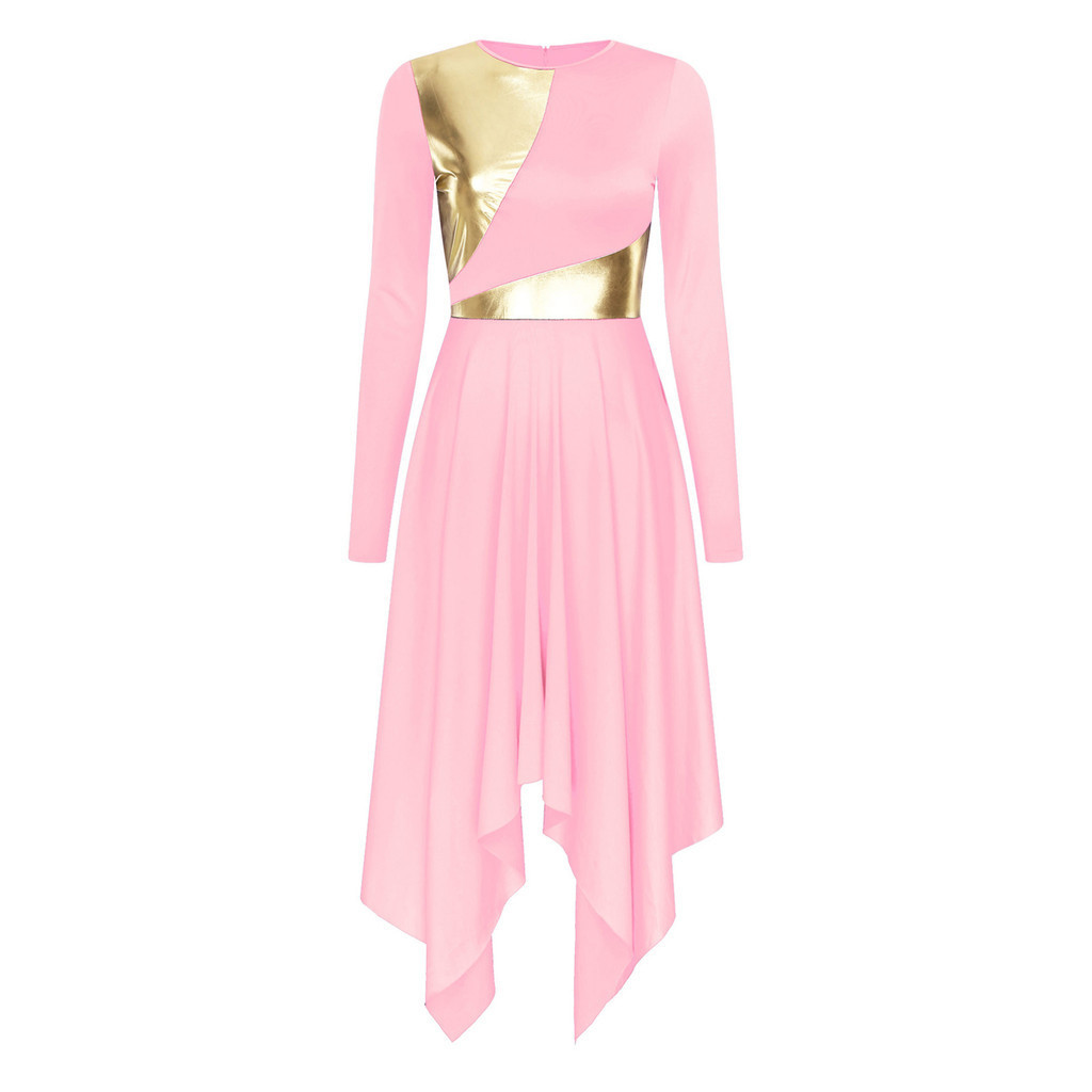 Yeahdor Feminino Metálico Louvor Vestido De Dança Lítrico Igreja