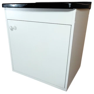 Tanque De Lavar Roupa 34l Suspenso Com Gabinete Armário 53cm Montado