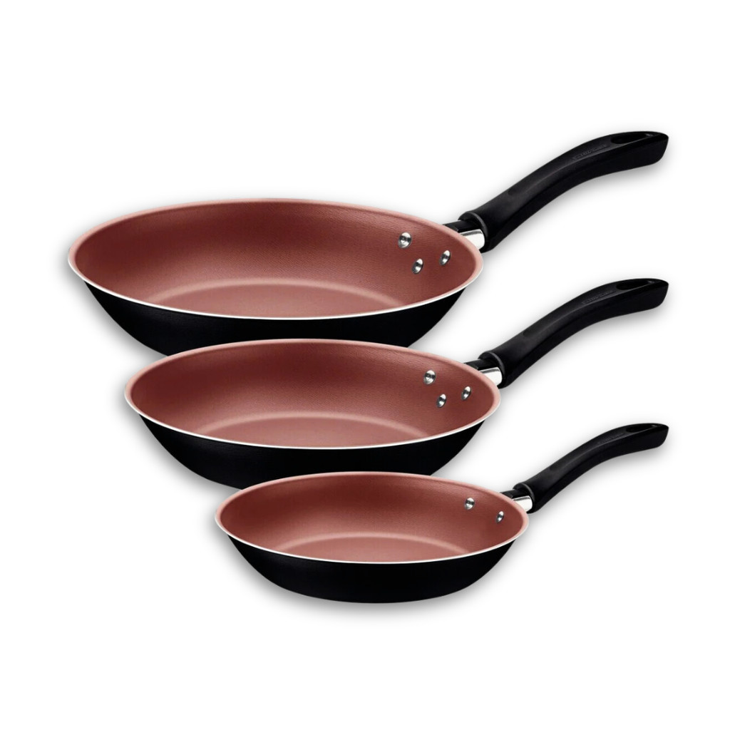 Jogo De Frigideiras Linz Tramontina 03 Peças Revestimento Antiaderente Starflon Max Preto Cozinha Resistente Prático