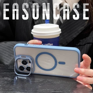 Luxo Magsafe Case Para iPhone 11 12 13 14 15 Pro Max Celular Suporte Do Anel Lente Capa Magnética