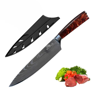 MODUS Faca de Cozinha Churrasco Carne Chef Churrasco Sushi Tubarão shark 33cm Marrom HT06M