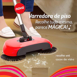 Vassoura Varredora Magica Giratória Inteligente 360 Varre Aspira E Coleta Lixo Condor Vermelha