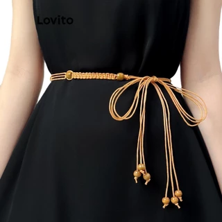 Lovito Cinto casual com contas de laço liso para mulheres LFA29317