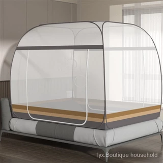 Novo e moderno, com desconto no preço, sem instalação, mosquiteiro dobrável yurt doméstico, porta dupla, cama de casal com fundo, dormitório de estudante individual, mosquiteiro com zíper