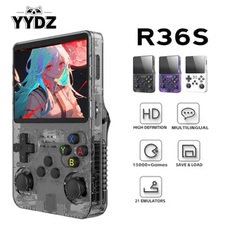 R36S Retro Console De Vídeo Game Portátil Para Jogos De Mão Tela IPS Sistema Linux De 3,5 Polegadas 15000 Reprodutor De 64GB