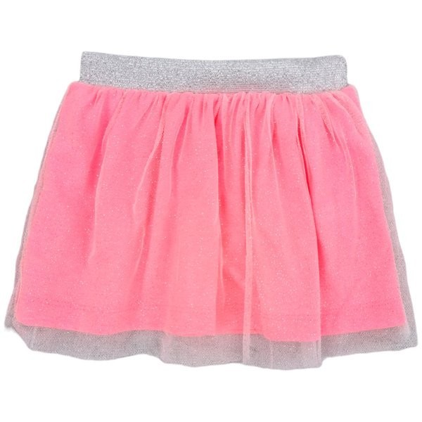 Saia Kids Menina Tule Glitter Rosa Neon