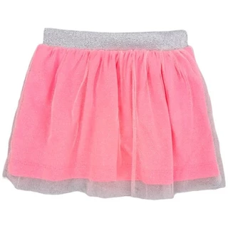 Saia Kids Menina Tule Glitter Rosa Neon
