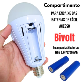 Lâmpada De Emergência 15w Led Bivolt Recarregável Liga Após Faltar Energia